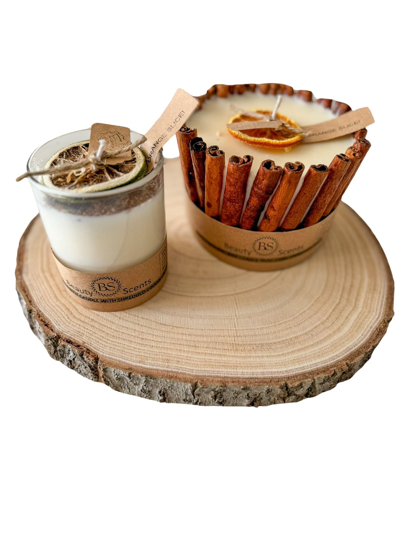 Small Lime and Shredded Cinnamon Scented Candle In Glass Container