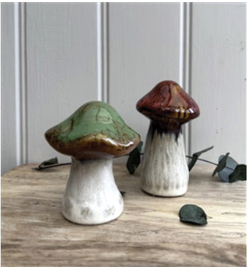 Glazed Ceramic Mushroom Toadstools  Ornaments