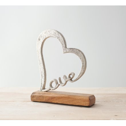 Love Heart Ornament On A Wooden Block *