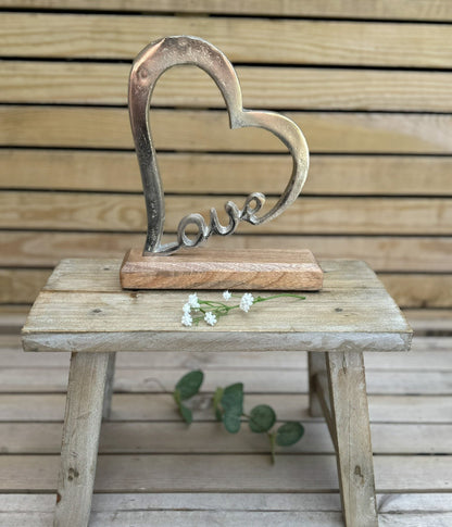 Love Heart Ornament On A Wooden Block *