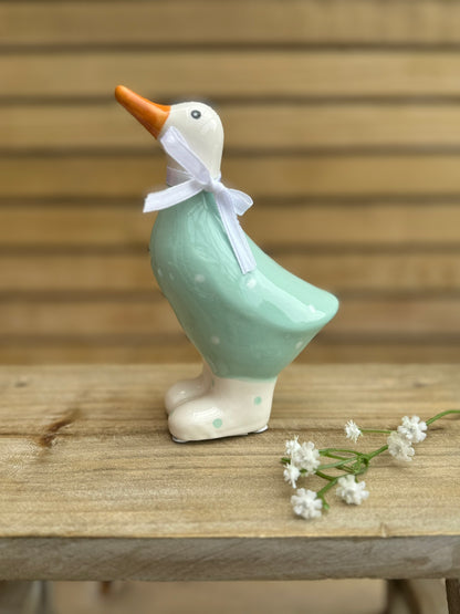 Ceramic Polka Dot Duck Ornamental Figurine