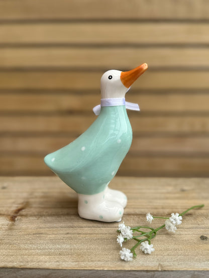 Ceramic Polka Dot Duck Ornamental Figurine