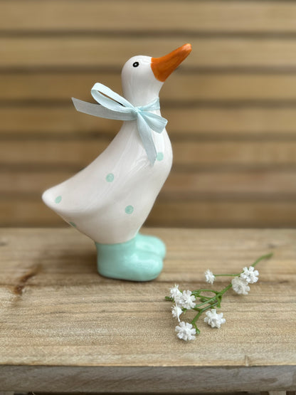 Ceramic Polka Dot Duck Ornamental Figurine