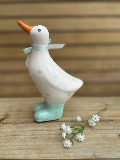 Ceramic Polka Dot Duck Ornamental Figurine