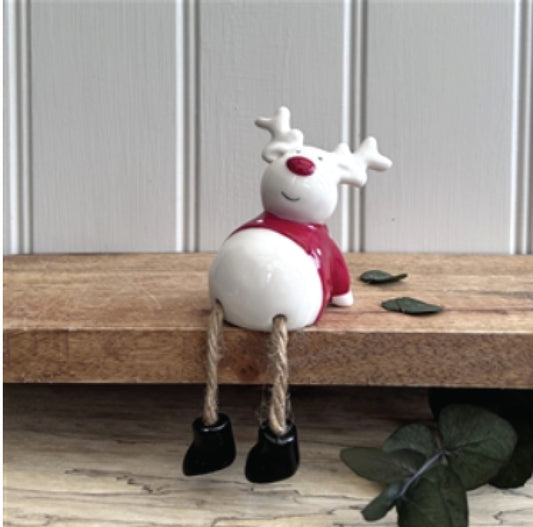 Ceramic Dangly Legged Reindeer Ornament